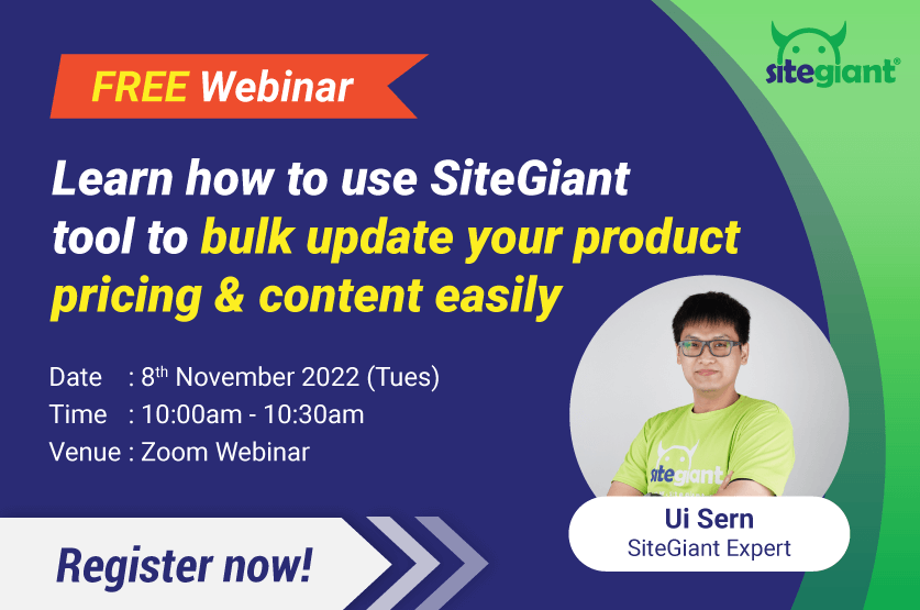Free webinar - bulk update product pricing and content with SiteGiant tool