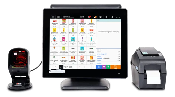 EPOS system interface offering a complete solution for transactions, stock management, and real-time sales tracking.